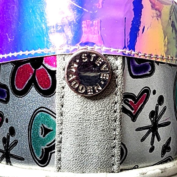 Steve Madden JBUBBLE Graffiti Sneakers Girls Metallic Sparkle Shoes - Picture 4 of 7